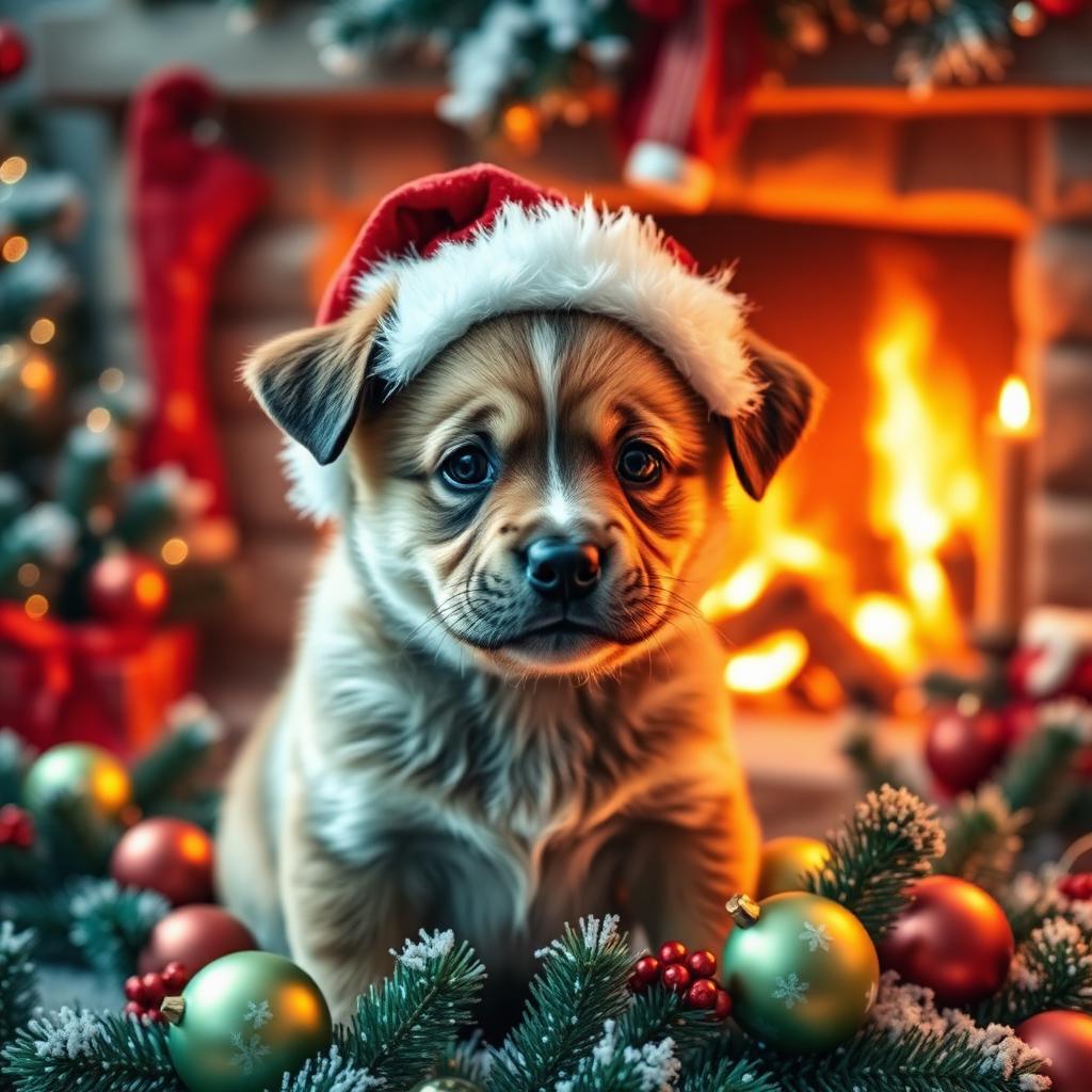 Holiday style AI pet portrait example