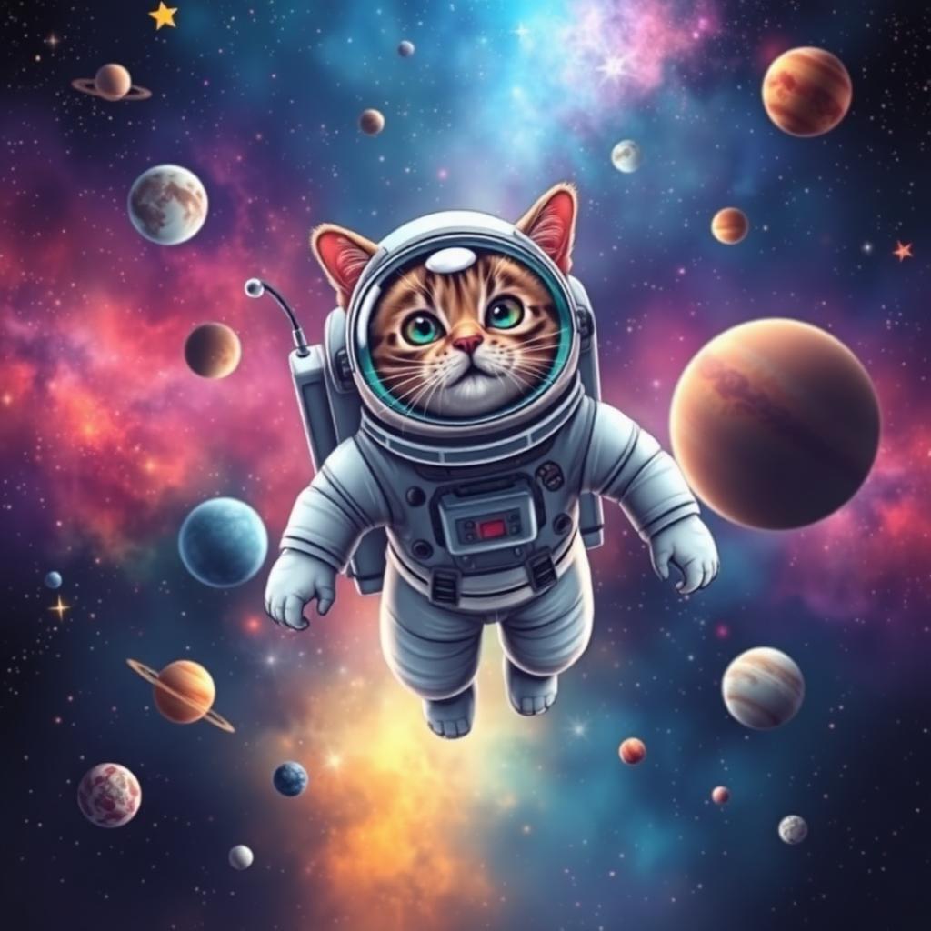 Space Explorer style AI pet portrait example