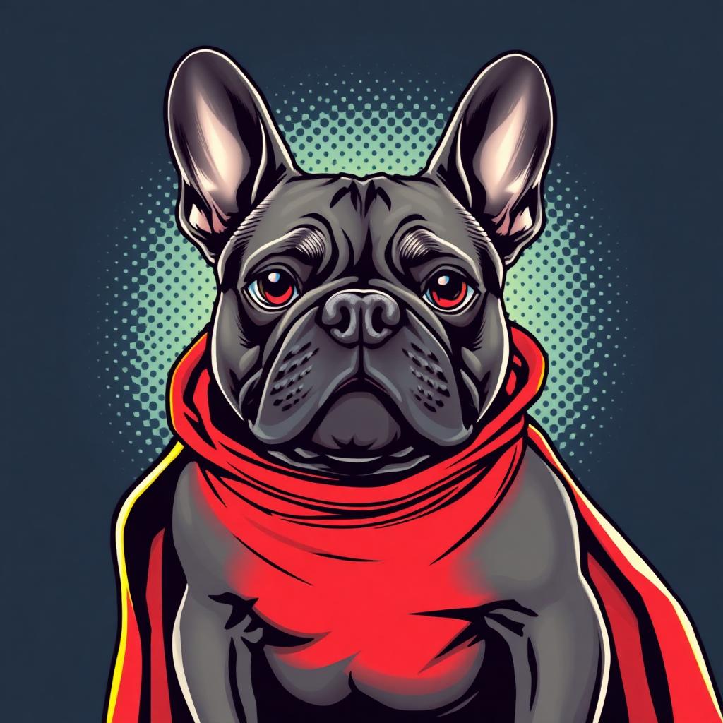 Superhero style AI pet portrait example