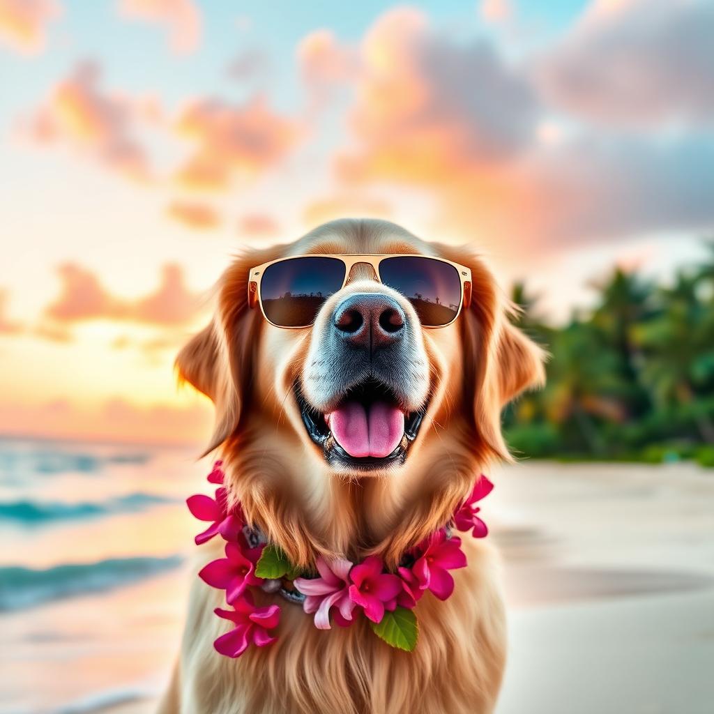 Tropical style AI pet portrait example