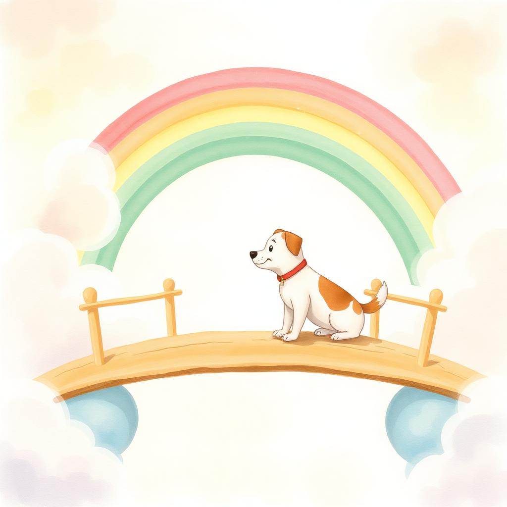 Rainbow Bridge illustrated pet storybook scene